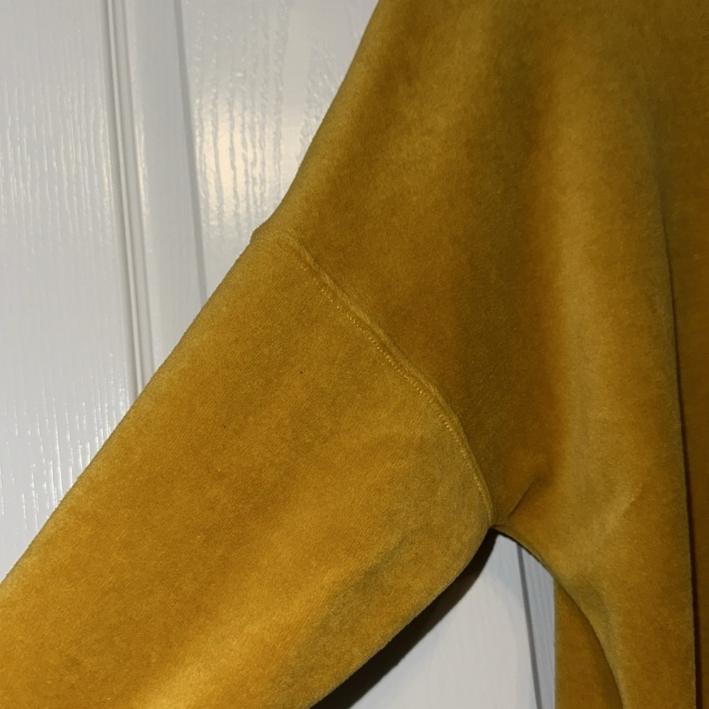 Aerie Terry Cloth Pullover Sweater Sweatshirt Top Crew Neck Marigold Yellow XS - Picture 3 of 11